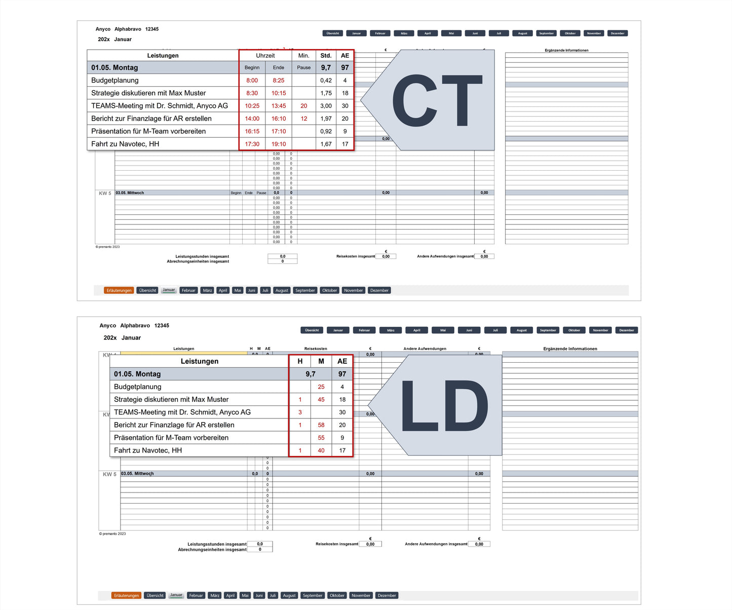 Servicekalender für Berater und Projektmanager